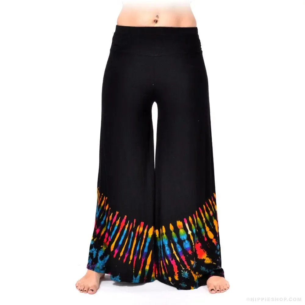 Tie Dye Trim Palazzo Pants