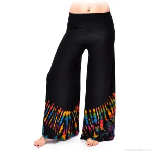 Tie Dye Trim Palazzo Pants