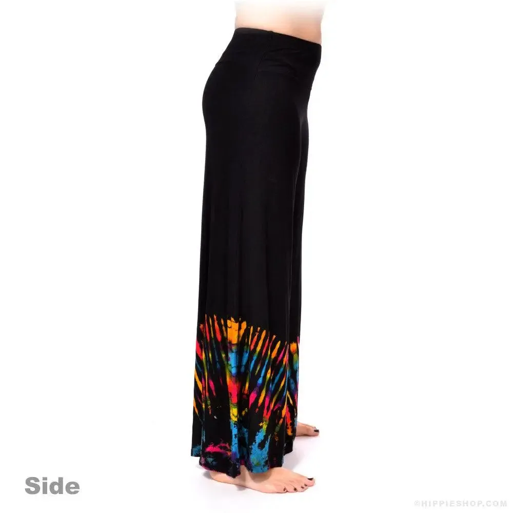 Tie Dye Trim Palazzo Pants