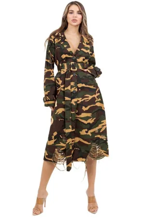 Urban Warrior Camo Trench Coat – Bold & Chic Military-Inspired Outerwear