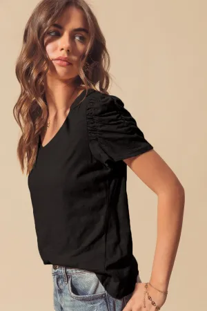 V NECK RELAXED FIT SLUB KNIT TOP