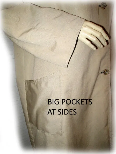 Womens Long Trench Coat Reversible Winter Jacket Black Quilted / Beige Tan Khaki L-XL