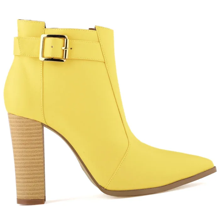 Wood Grain Chunky Heel Nightclub Sexy Bare Ankle Boots