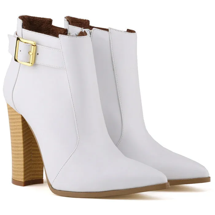 Wood Grain Chunky Heel Nightclub Sexy Bare Ankle Boots