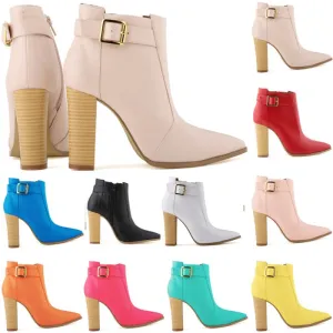 Wood Grain Chunky Heel Nightclub Sexy Bare Ankle Boots