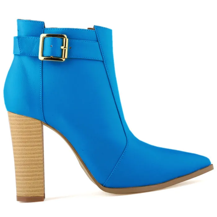 Wood Grain Chunky Heel Nightclub Sexy Bare Ankle Boots