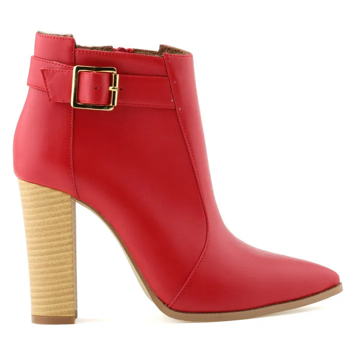 Wood Grain Chunky Heel Nightclub Sexy Bare Ankle Boots