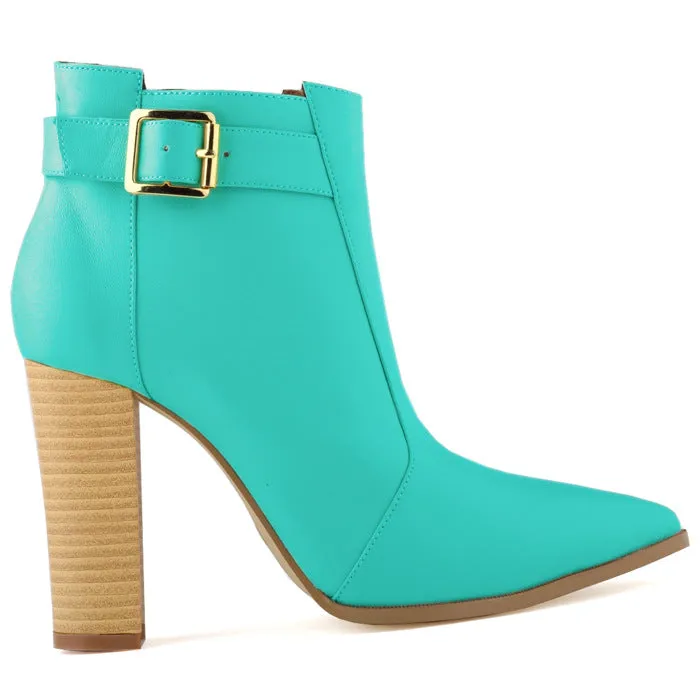 Wood Grain Chunky Heel Nightclub Sexy Bare Ankle Boots