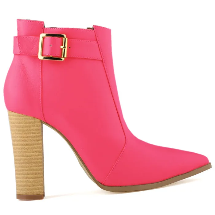 Wood Grain Chunky Heel Nightclub Sexy Bare Ankle Boots