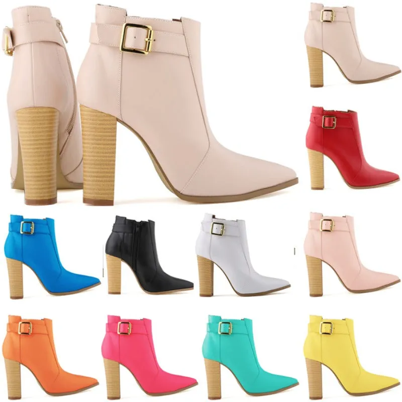 Wood Grain Chunky Heel Nightclub Sexy Bare Ankle Boots