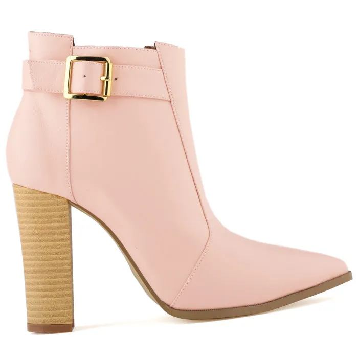 Wood Grain Chunky Heel Nightclub Sexy Bare Ankle Boots